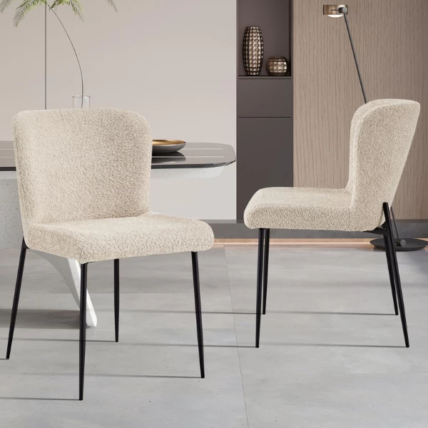 Lisa Bouclé Beige Stoel - Metalen Poten, H 85 X B-L 50 X D-P 62 Cm 3 Lisa Bouclé Beige Stoel - Metalen Poten, H 85 X B-L 50 X D-P 62 Cm - Afbeelding 3