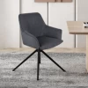 Draaibare Stoffen Stoel 'Iris' Donkergrijs| Metalen Poten | 180° Draaibaar