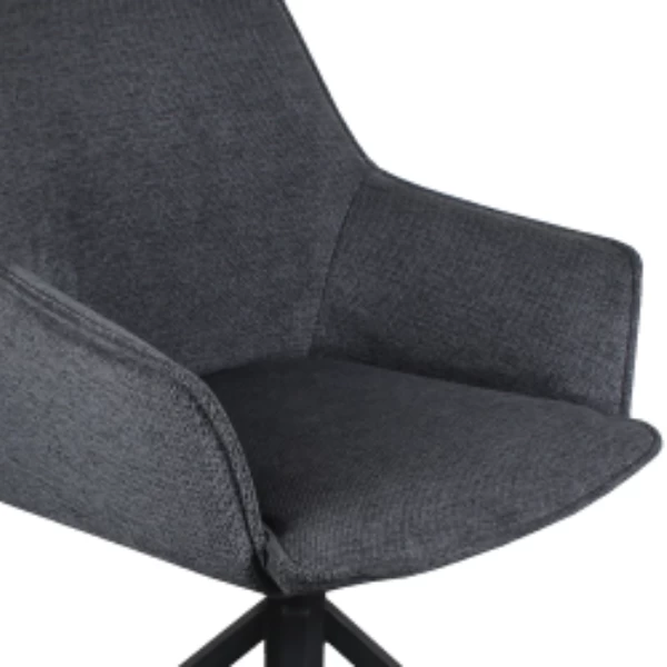 Draaibare Stoffen Stoel 'Iris' Donkergrijs| Metalen Poten | 180° Draaibaar 5 Draaibare Stoffen Stoel 'Iris' Donkergrijs| Metalen Poten | 180° Draaibaar - Afbeelding 5