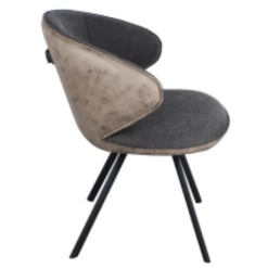 Stoel 'Daisy' Stof Grijs En Bruine PU | Metalen Poten, 100% Polyester PU Bekleding -Collectie Woonkamermeubels Ontwerp zonder titel 2023 11 08T163332.890 e74f