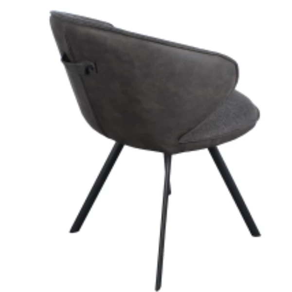 Stoel 'Daisy' Grijze Stof En Grijze PU | Metalen Poten, 100% Polyester PU Bekleding 6 Stoel 'Daisy' Grijze Stof En Grijze PU | Metalen Poten, 100% Polyester PU Bekleding - Afbeelding 6