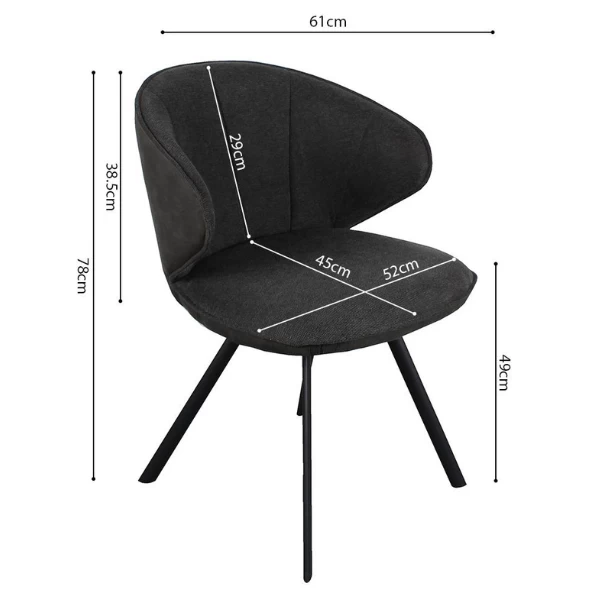 Stoel 'Daisy' Grijze Stof En Grijze PU | Metalen Poten, 100% Polyester PU Bekleding 3 Stoel 'Daisy' Grijze Stof En Grijze PU | Metalen Poten, 100% Polyester PU Bekleding - Afbeelding 3