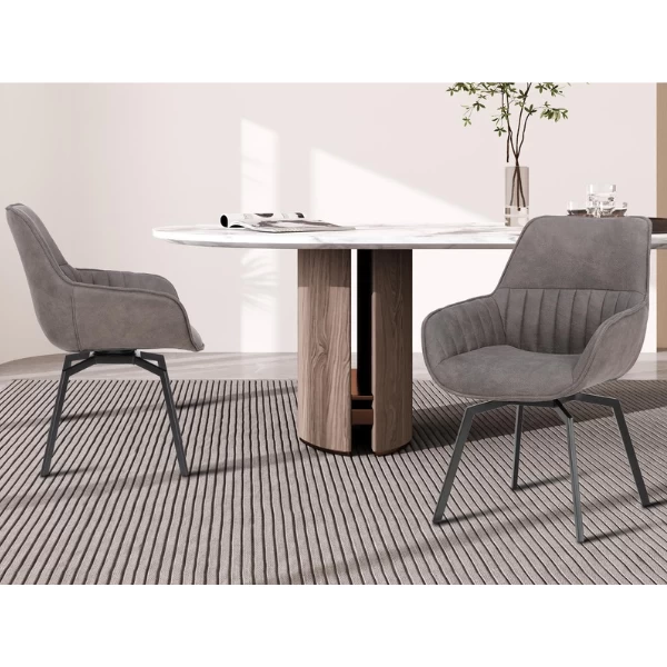 Bora' Stoel: Grijs Microvezel PU | Metalen Poten En Stoffen Bekleding 2 Bora' Stoel: Grijs Microvezel PU | Metalen Poten En Stoffen Bekleding - Afbeelding 2