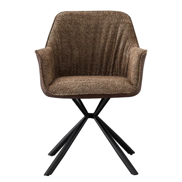 Bouclé Stoel Lucie Bruine PU Rug | Metalen Poten | H82,5 X B62 X D63 Cm 7 Bouclé Stoel Lucie Bruine PU Rug | Metalen Poten | H82,5 X B62 X D63 Cm - Afbeelding 7