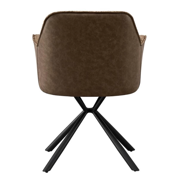 Bouclé Stoel Lucie Bruine PU Rug | Metalen Poten | H82,5 X B62 X D63 Cm 4 Bouclé Stoel Lucie Bruine PU Rug | Metalen Poten | H82,5 X B62 X D63 Cm - Afbeelding 4