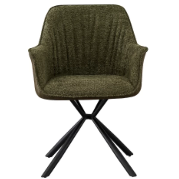 Bouclé Stoel Lucie Groene PU Rug | Metalen Poten | H82,5 X B62 X D63 Cm 7 Bouclé Stoel Lucie Groene PU Rug | Metalen Poten | H82,5 X B62 X D63 Cm - Afbeelding 7