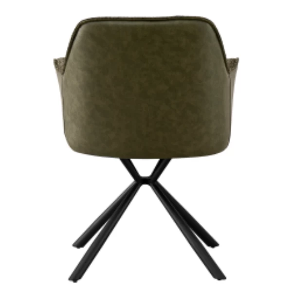 Bouclé Stoel Lucie Groene PU Rug | Metalen Poten | H82,5 X B62 X D63 Cm 4 Bouclé Stoel Lucie Groene PU Rug | Metalen Poten | H82,5 X B62 X D63 Cm - Afbeelding 4