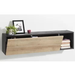 Wandkastje Vitto 240cm Met Klapdeur - Eikdecor/betonlook
