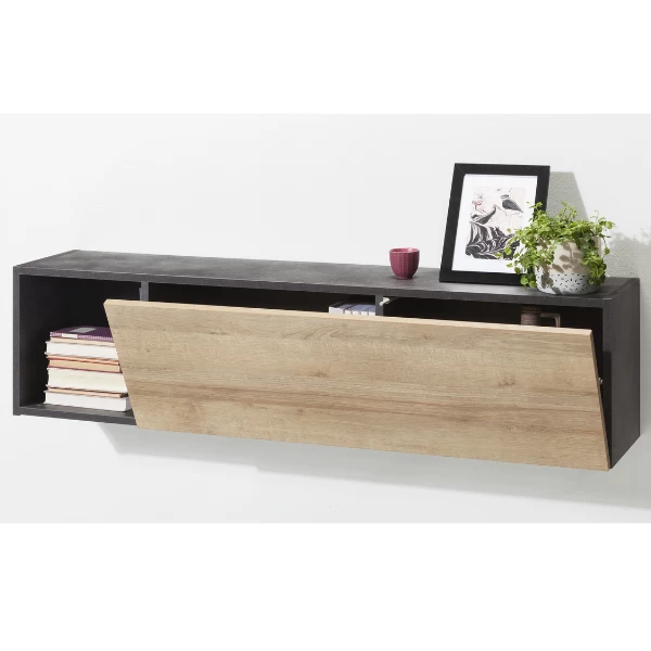 Wandkastje Vitto 240cm Met Klapdeur - Eikdecor/betonlook 2 Wandkastje Vitto 240cm Met Klapdeur - Eikdecor/betonlook - Afbeelding 2