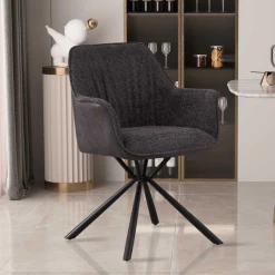 Bouclé Stoel Lucie Lichtgrijze PU Rug | Metalen Poten | H82,5 X B62 X D63 Cm -Collectie Woonkamermeubels Ontwerp zonder titel 2023 11 14T081436.339 7890