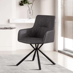 Stoel 'Lyra' PU Lichtgrijs | Metalen Poten En PU Bekleding