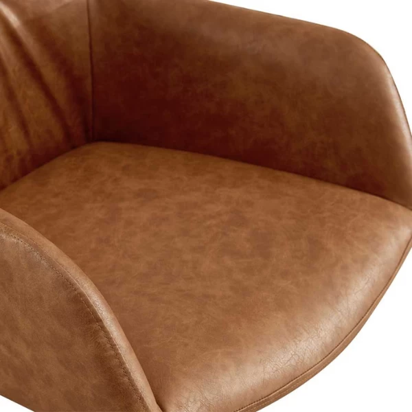 Stoel 'Lyra' PU Cognac | Metalen Poten En PU Bekleding 5 Stoel 'Lyra' PU Cognac | Metalen Poten En PU Bekleding - Afbeelding 5