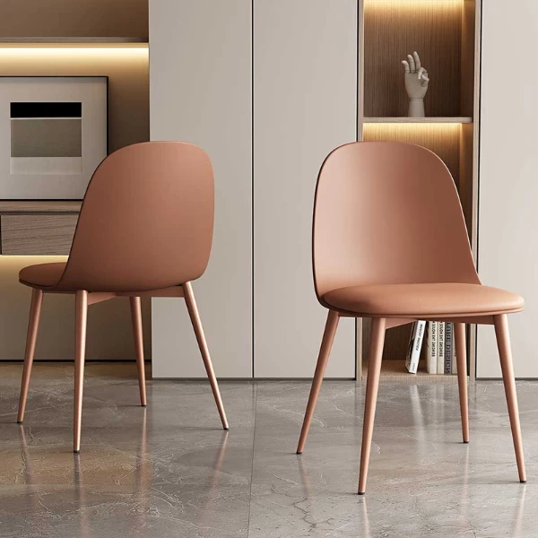 Terracotta Stoel 'Jasmin' Uit Polypropyleen Met PU Zitting | Metalen Poten | H81 X B51 X D44 Cm 2 Terracotta Stoel 'Jasmin' Uit Polypropyleen Met PU Zitting | Metalen Poten | H81 X B51 X D44 Cm - Afbeelding 2