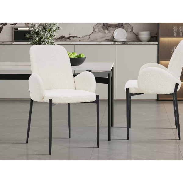 Bilbao' Stoel Wit Bouclé | Metalen Poten | H88xB60xD57cm 2 Bilbao' Stoel Wit Bouclé | Metalen Poten | H88xB60xD57cm - Afbeelding 2