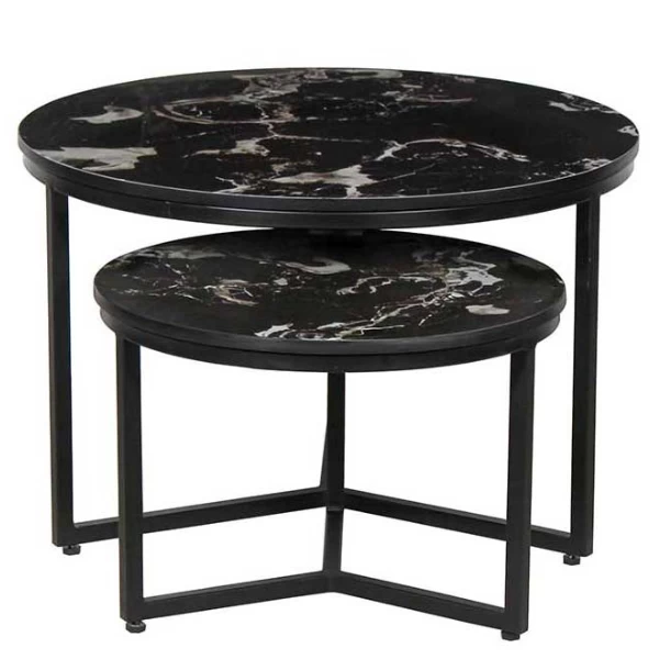 Ravenna' Marmerlook Salontafelset Zwart | Metalen Frame, 70/50 Cm 6 Ravenna' Marmerlook Salontafelset Zwart | Metalen Frame, 70/50 Cm - Afbeelding 6