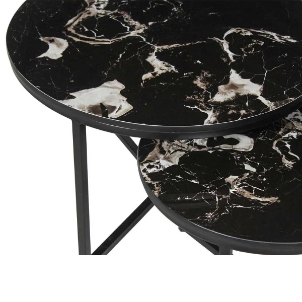 Ravenna' Marmerlook Salontafelset Zwart | Metalen Frame, 70/50 Cm 5 Ravenna' Marmerlook Salontafelset Zwart | Metalen Frame, 70/50 Cm - Afbeelding 5