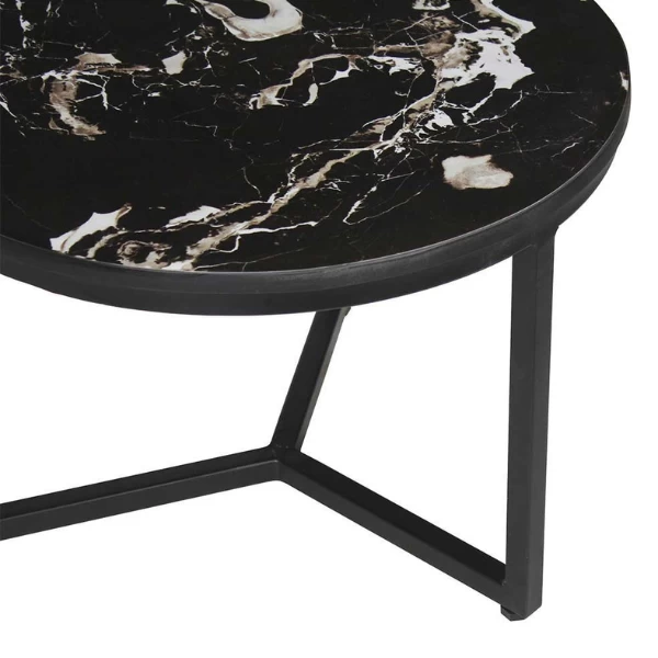 Ravenna' Marmerlook Salontafelset Zwart | Metalen Frame, 70/50 Cm 3 Ravenna' Marmerlook Salontafelset Zwart | Metalen Frame, 70/50 Cm - Afbeelding 3