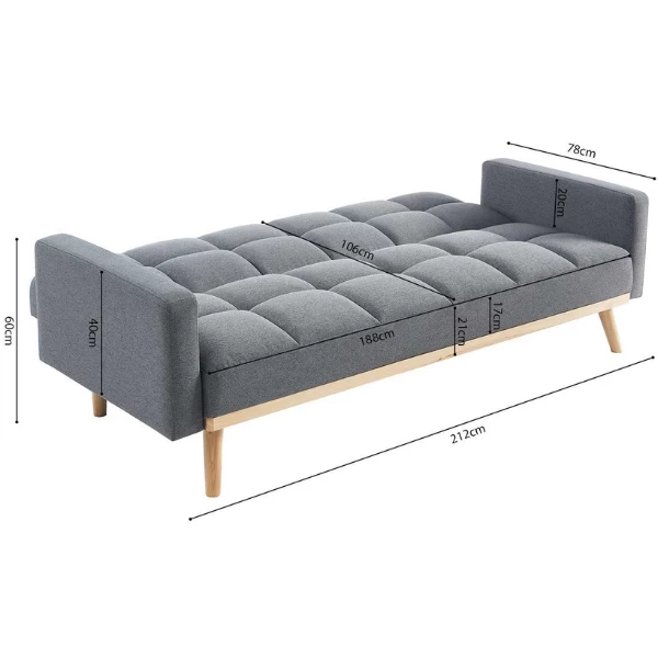 Adana Grijs Slaapbank | Eucalyptus Frame | Koudschuim Matras | 84x214x84cm 5 Adana Grijs Slaapbank | Eucalyptus Frame | Koudschuim Matras | 84x214x84cm - Afbeelding 5