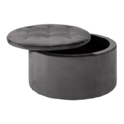 Donkergrijze Opberghoes: Retina Rond, Getuft, Ø60x35 Cm -Collectie Woonkamermeubels Ontwerp zonder titel 2023 11 15T155150.101 1cf3