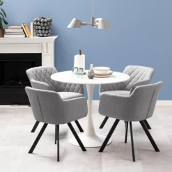 Malta Ronde Eettafel, Wit Keramisch Blad, 90x75 Cm