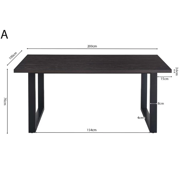 Alexander 200cm Donkerbruine Tafel | Metalen Poten, MDF Tafelblad". 4 Alexander 200cm Donkerbruine Tafel | Metalen Poten, MDF Tafelblad". - Afbeelding 4