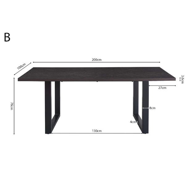 Alexander 200cm Donkerbruine Tafel | Metalen Poten, MDF Tafelblad". 2 Alexander 200cm Donkerbruine Tafel | Metalen Poten, MDF Tafelblad". - Afbeelding 2