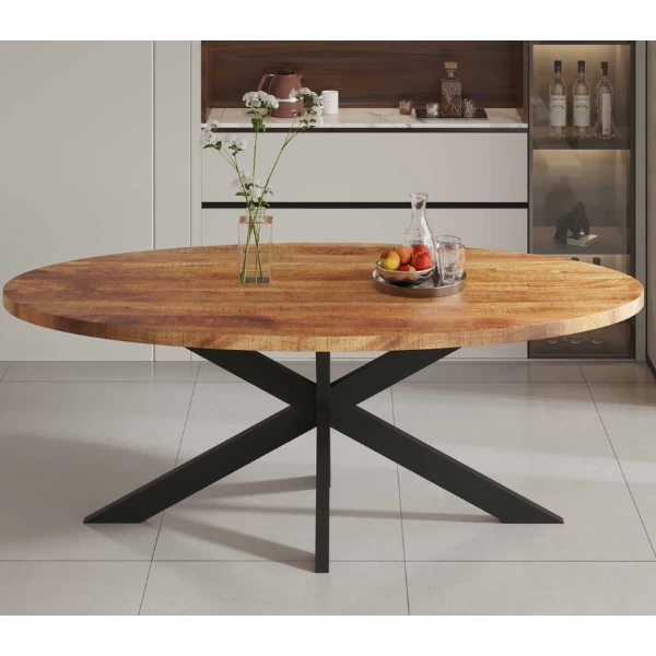 Magnolia Houten Ovalen Tafel Alexa - Metalen Frame - 200 Cm 4 Magnolia Houten Ovalen Tafel Alexa - Metalen Frame - 200 Cm - Afbeelding 4