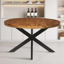 Maria 130cm Ronde Magnolia Tafel - Metalen Structuur, Exotisch Hout Top -Collectie Woonkamermeubels Ontwerp zonder titel 2023 11 16T093027.919 c207