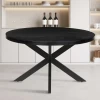 Maria 130cm Ronde Magnolia Tafel - Metalen Structuur, Zwart Exotisch Hout Top