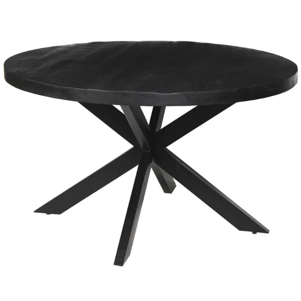 Maria 130cm Ronde Magnolia Tafel - Metalen Structuur, Zwart Exotisch Hout Top 7 Maria 130cm Ronde Magnolia Tafel - Metalen Structuur, Zwart Exotisch Hout Top - Afbeelding 7