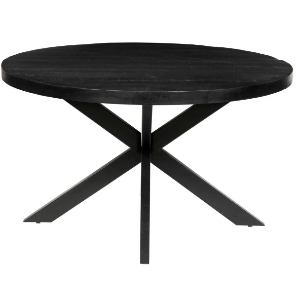 Maria 130cm Ronde Magnolia Tafel - Metalen Structuur, Zwart Exotisch Hout Top 5 Maria 130cm Ronde Magnolia Tafel - Metalen Structuur, Zwart Exotisch Hout Top - Afbeelding 5