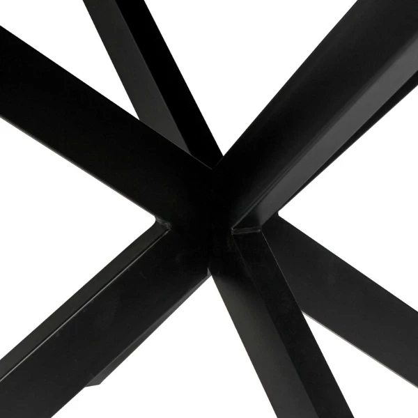 Maria 130cm Ronde Magnolia Tafel - Metalen Structuur, Zwart Exotisch Hout Top 2 Maria 130cm Ronde Magnolia Tafel - Metalen Structuur, Zwart Exotisch Hout Top - Afbeelding 2