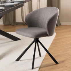 Draaibare Stoel Pippa - Stof Basel, Grijs-bruin