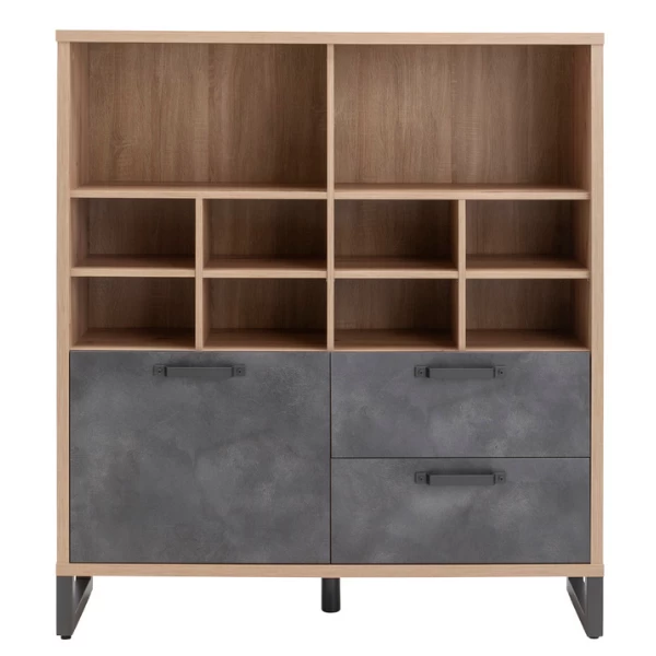Boekenkast Faber 131cm Met Deur En 2 Lades - Eikdecor/betonlook 7 Boekenkast Faber 131cm Met Deur En 2 Lades - Eikdecor/betonlook - Afbeelding 7