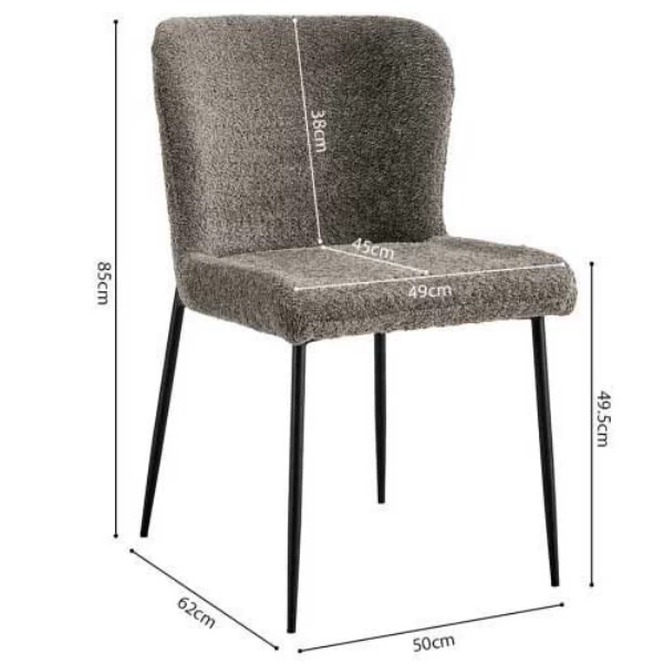 Lisa Bouclé Zandkleurige Stoel - Metalen Poten, H 85 X B-L 50 X D-P 62 Cm 2 Lisa Bouclé Zandkleurige Stoel - Metalen Poten, H 85 X B-L 50 X D-P 62 Cm - Afbeelding 2