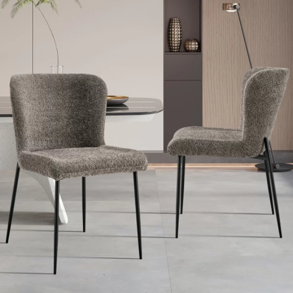 Lisa Bouclé Zandkleurige Stoel - Metalen Poten, H 85 X B-L 50 X D-P 62 Cm 3 Lisa Bouclé Zandkleurige Stoel - Metalen Poten, H 85 X B-L 50 X D-P 62 Cm - Afbeelding 3