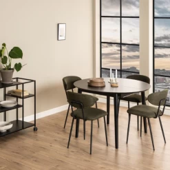 Montreux Ronde Eettafel - Zwart Eikenfineer, Uitschuifblad - 115/154x75cm