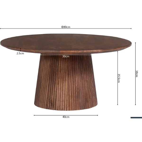 Miguel Ronde Salontafel 80cm Lichtbruin 3 Miguel Ronde Salontafel 80cm Lichtbruin - Afbeelding 3