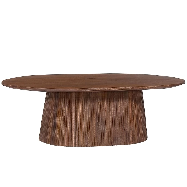 Ovale Salontafel 'Miguel' 120 Cm Lichtbruin | Massief Houten Structuur En Blad Magnolia | H-H 37 X B-L 120 X D-P 70 Cm 6 Ovale Salontafel 'Miguel' 120 Cm Lichtbruin | Massief Houten Structuur En Blad Magnolia | H-H 37 X B-L 120 X D-P 70 Cm - Afbeelding 6