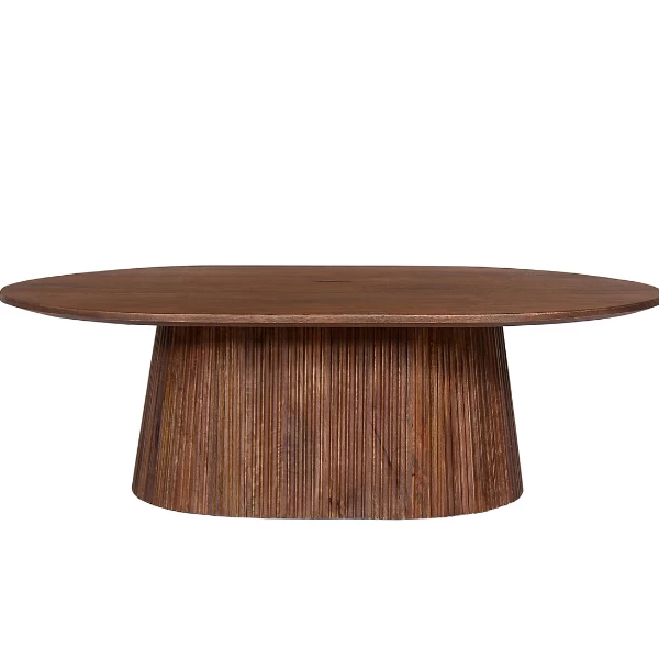Ovale Salontafel 'Miguel' 120 Cm Lichtbruin | Massief Houten Structuur En Blad Magnolia | H-H 37 X B-L 120 X D-P 70 Cm 3 Ovale Salontafel 'Miguel' 120 Cm Lichtbruin | Massief Houten Structuur En Blad Magnolia | H-H 37 X B-L 120 X D-P 70 Cm - Afbeelding 3