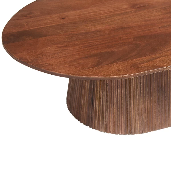 Ovale Salontafel 'Miguel' 120 Cm Lichtbruin | Massief Houten Structuur En Blad Magnolia | H-H 37 X B-L 120 X D-P 70 Cm 2 Ovale Salontafel 'Miguel' 120 Cm Lichtbruin | Massief Houten Structuur En Blad Magnolia | H-H 37 X B-L 120 X D-P 70 Cm - Afbeelding 2