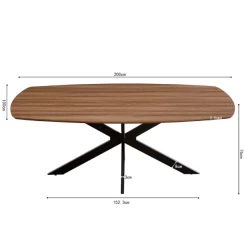 Aziz 200 Cm Deense Ovaal Tafel Met Oude Eikdecor | Metalen Poten, MDF Blad, ABS Rand | H76 X B200 X D100 Cm - 25mm -Collectie Woonkamermeubels Ontwerp zonder titel 2023 11 21T101303.643 0cb2
