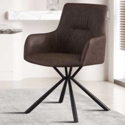 Stoel 'Lyra' PU Bruin | Metalen Poten En PU Bekleding