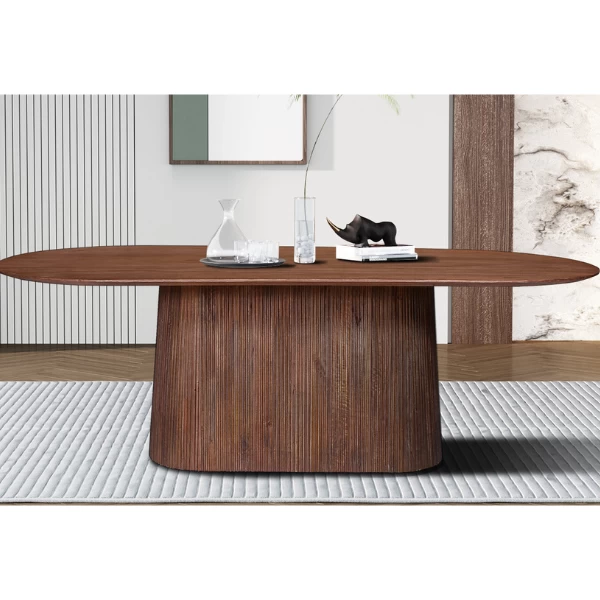 Miguel Ovale Eettafel 230cm Lichtbruin | Massief Magnolia Hout Structuur En Bovenblad 7 Miguel Ovale Eettafel 230cm Lichtbruin | Massief Magnolia Hout Structuur En Bovenblad - Afbeelding 7