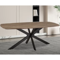 Aziz 200 Cm Deense Ovaal Tafel Met Mangodecor | Metalen Poten, MDF Blad, ABS Rand | H76 X B200 X D100 Cm - 25mm