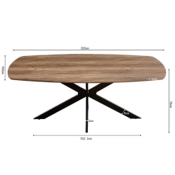 Aziz 200 Cm Deense Ovaal Tafel Met Mangodecor | Metalen Poten, MDF Blad, ABS Rand | H76 X B200 X D100 Cm - 25mm -Collectie Woonkamermeubels Ontwerp zonder titel 2023 11 22T091954.952 af79