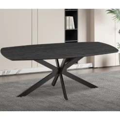 Aziz 200 Cm Deense Ovaal Tafel Donkerbruin | Metalen Poten, MDF Blad, ABS Rand | H76 X B200 X D100 Cm - 25mm