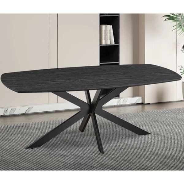 Aziz 200 Cm Deense Ovaal Tafel Donkerbruin | Metalen Poten, MDF Blad, ABS Rand | H76 X B200 X D100 Cm - 25mm 1 Aziz 200 Cm Deense Ovaal Tafel Donkerbruin | Metalen Poten, MDF Blad, ABS Rand | H76 X B200 X D100 Cm - 25mm