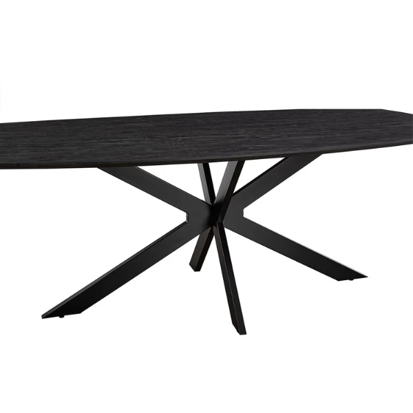 Aziz 200 Cm Deense Ovaal Tafel Donkerbruin | Metalen Poten, MDF Blad, ABS Rand | H76 X B200 X D100 Cm - 25mm 2 Aziz 200 Cm Deense Ovaal Tafel Donkerbruin | Metalen Poten, MDF Blad, ABS Rand | H76 X B200 X D100 Cm - 25mm - Afbeelding 2