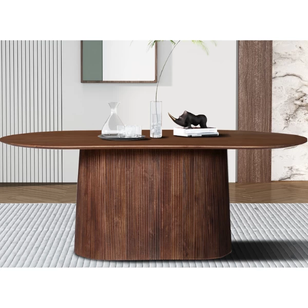 Ovale Lichtbruine Tafel 'Miguel' - 200 Cm | Massief Magnoliahout | H76 X B200 X D100 Cm 1 Ovale Lichtbruine Tafel 'Miguel' - 200 Cm | Massief Magnoliahout | H76 X B200 X D100 Cm